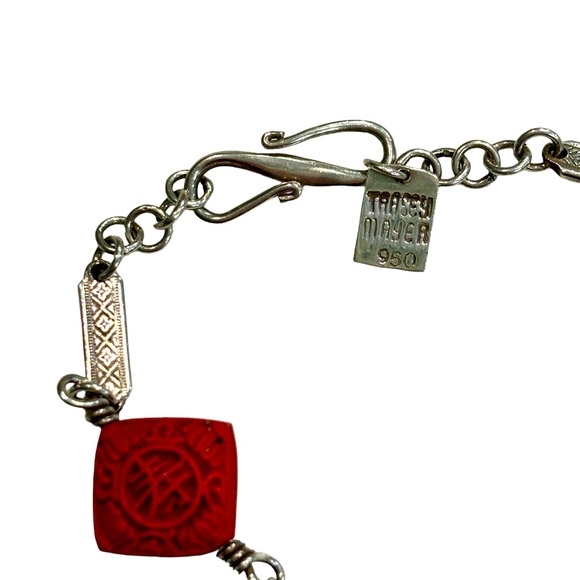 34” Chinese Cinnabar Bead Necklace with 950 SS by Tracey Mayer - Picture 8 of 8